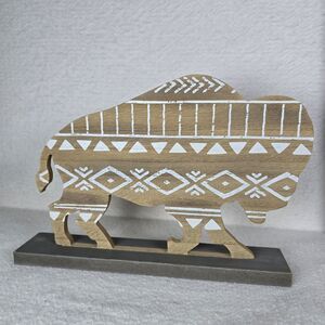Hobby Lobby Rustic Tribal Aztec Pattern Wood Buffalo 8.5x12 Inches
